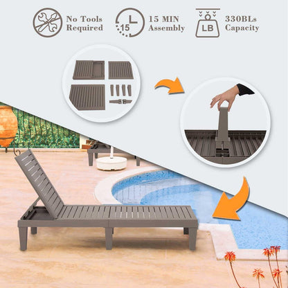 Outdoor Lounge Stuhl Chaiselounge wasserdicht höhenverstellbar Grau