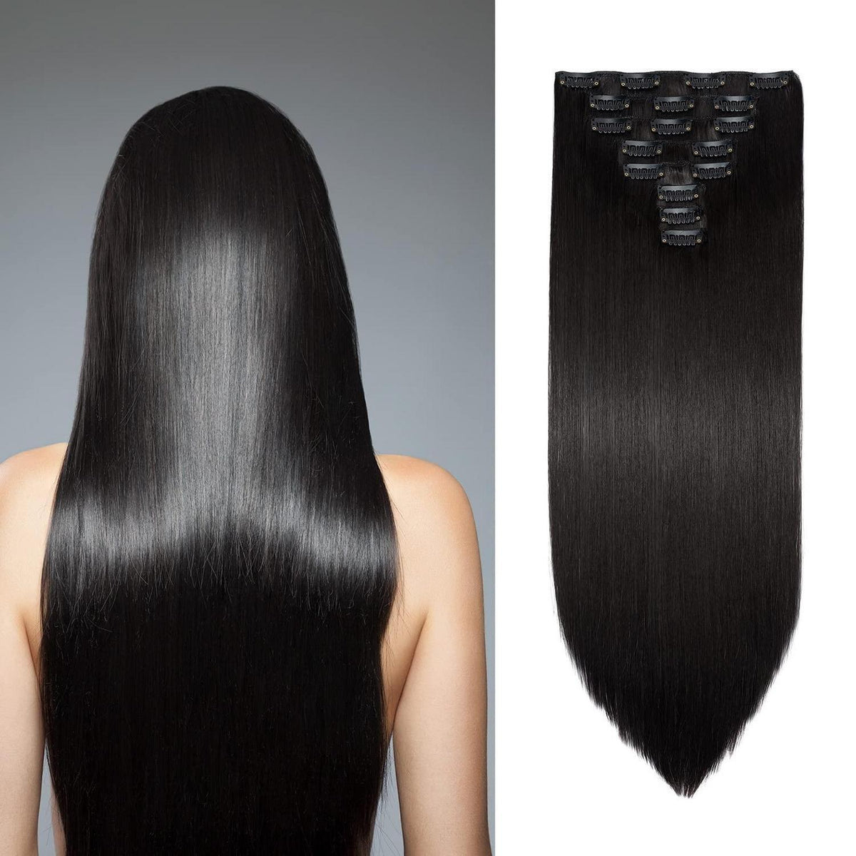 Clip-in Haarverlängerung Dunkelbraun 60/70cm