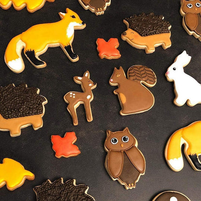 5er Set Tiere Backformen - Kaninchen, Eule, Fuchs, Eichhörnchen, Igel