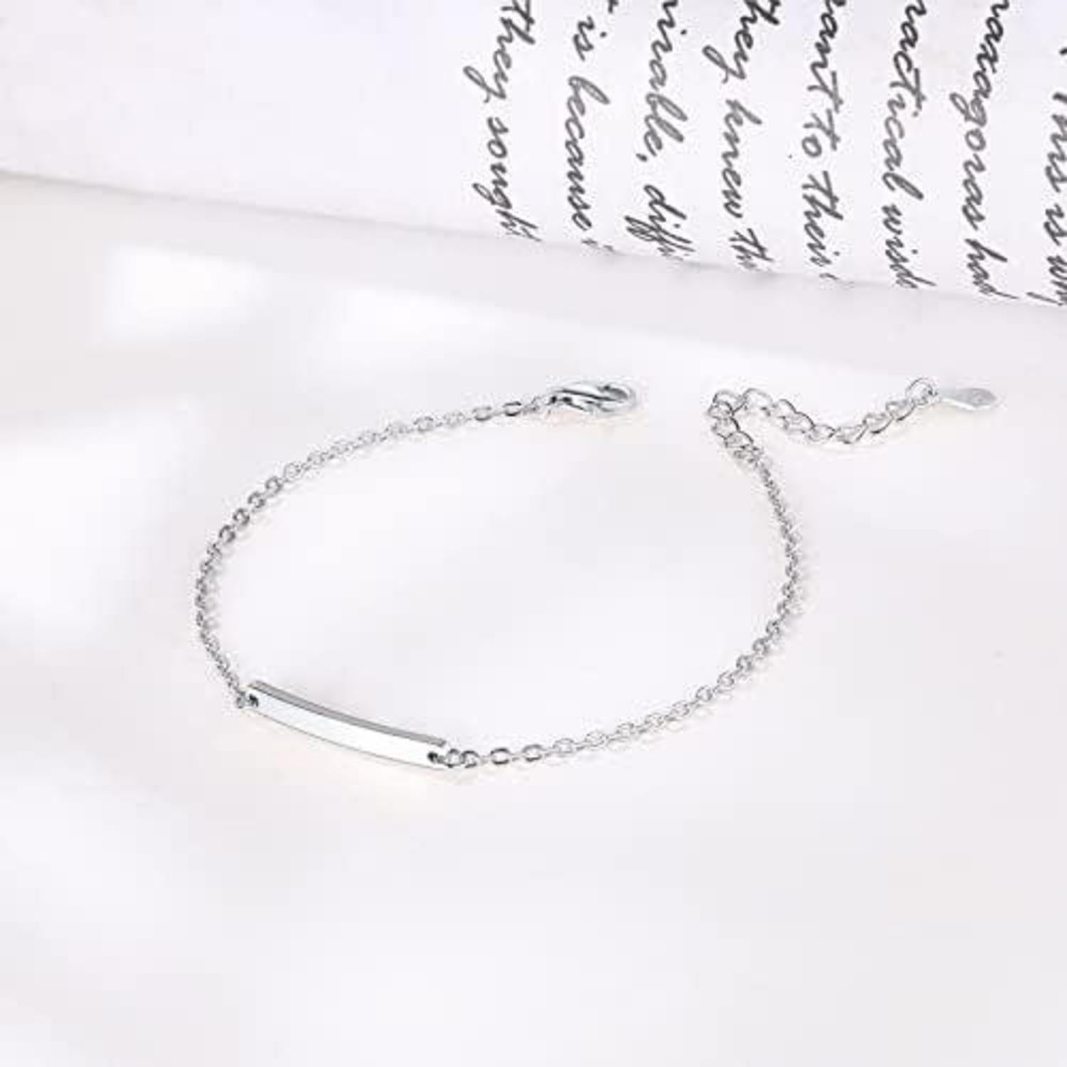 925 Silber Kinder Armband mit Gravur in Rosegold