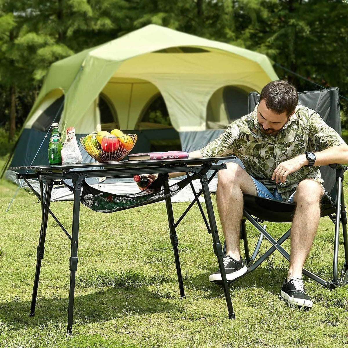 Portal Campingtisch faltbar, höhenverstellbar, Aluminium 90x53cm