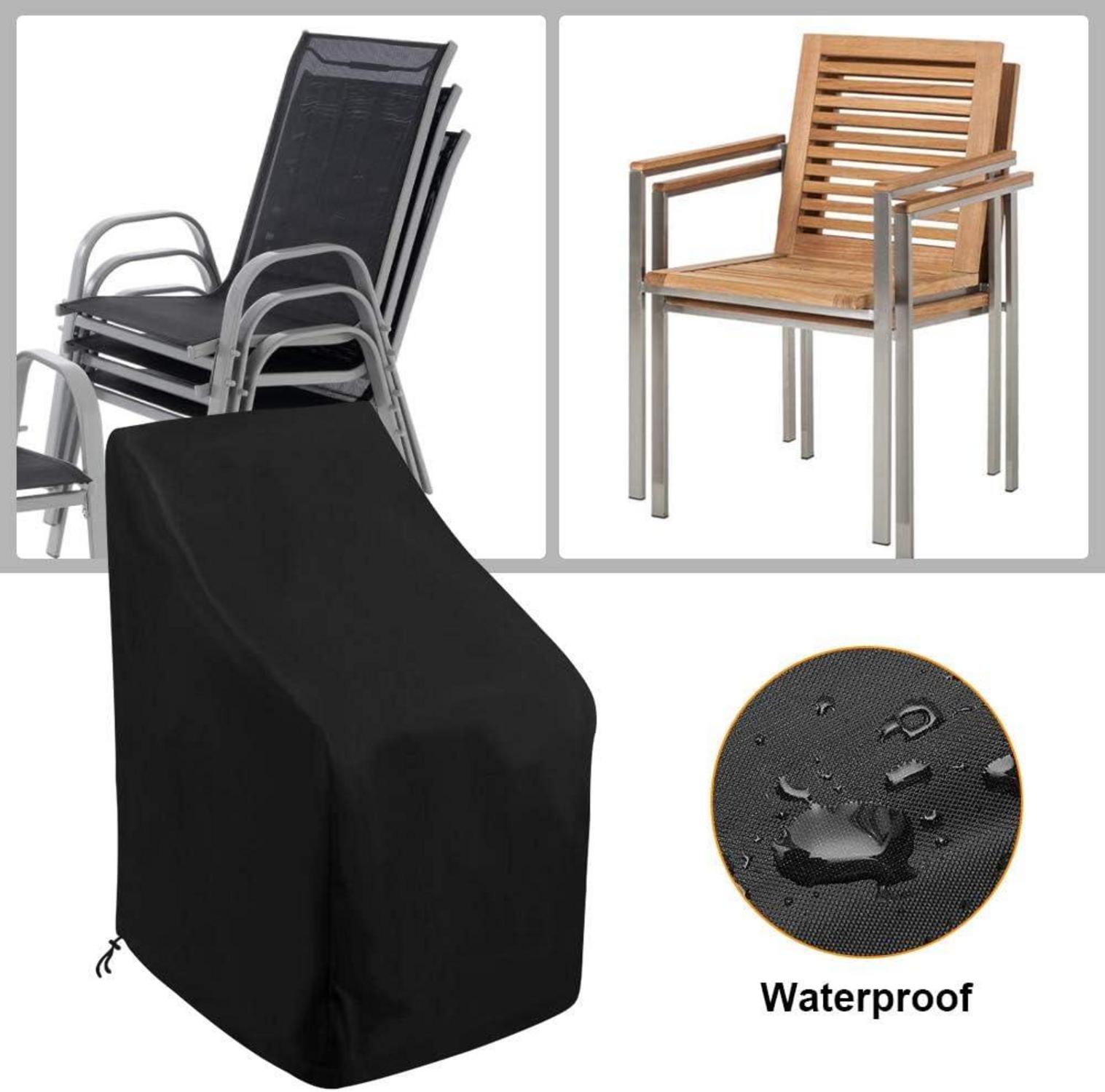 Schutzhülle für Stapelstühle Gartenmöbel UV-Beständige Abdeckung 64x64x70/120 cm