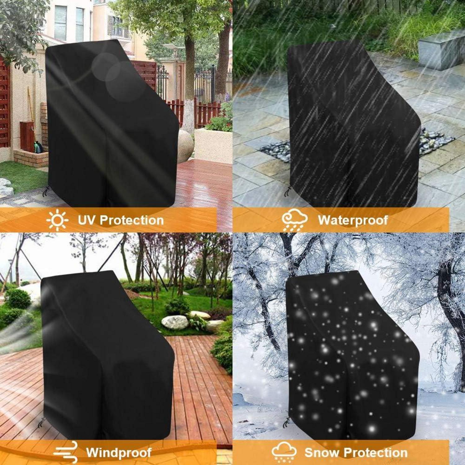 Abdeckung für Stapelstühle Gartenmöbel Winterfest Schwarz 64x64x70/120 cm