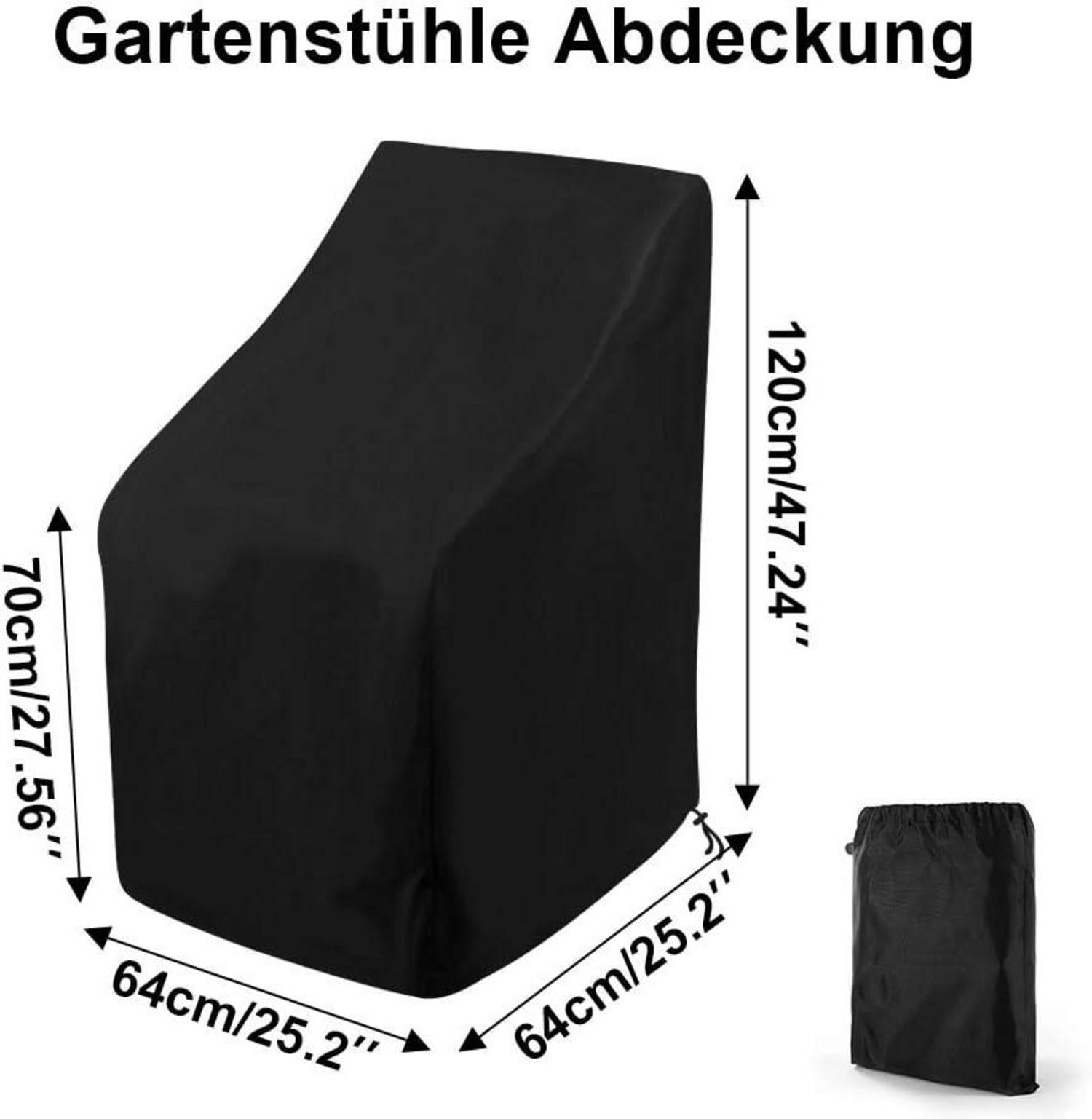 Abdeckung für Stapelstühle Gartenmöbel Winterfest Schwarz 64x64x70/120 cm