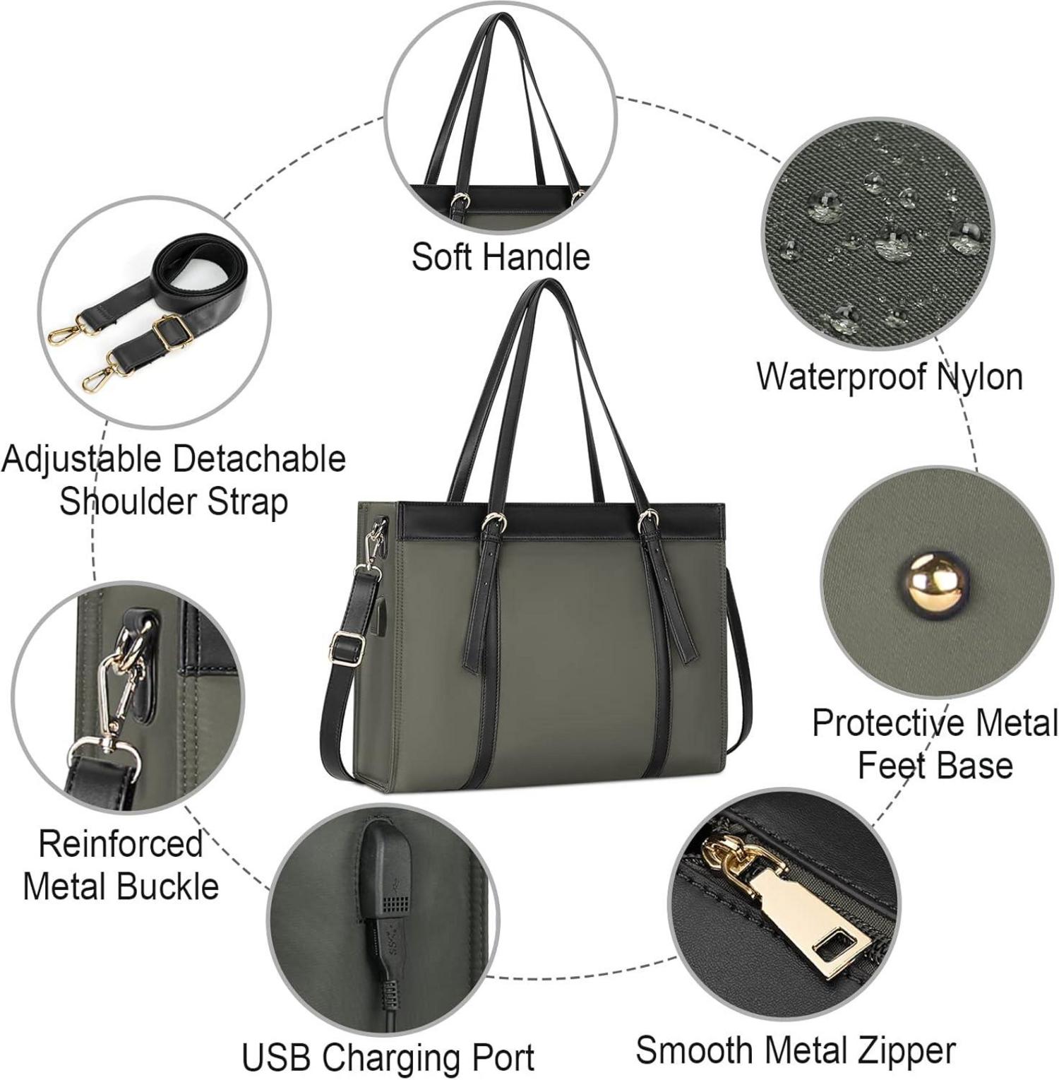 Große Damen Laptoptasche 15.6 Zoll USB-Ladeanschluss