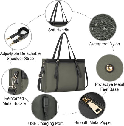 Große Damen Laptoptasche 15.6 Zoll USB-Ladeanschluss