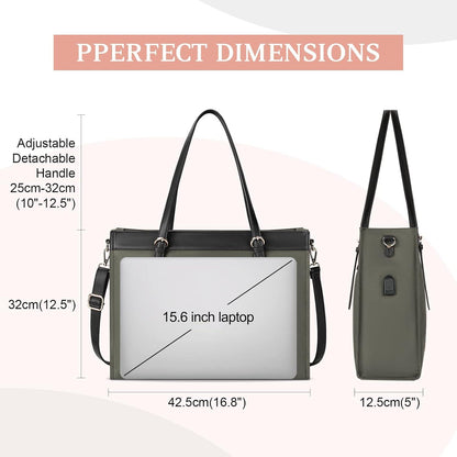 KTMOUW Shopper Damen 15.6 Zoll USB-Ladeanschluss Laptoptasche Dunkelgrau