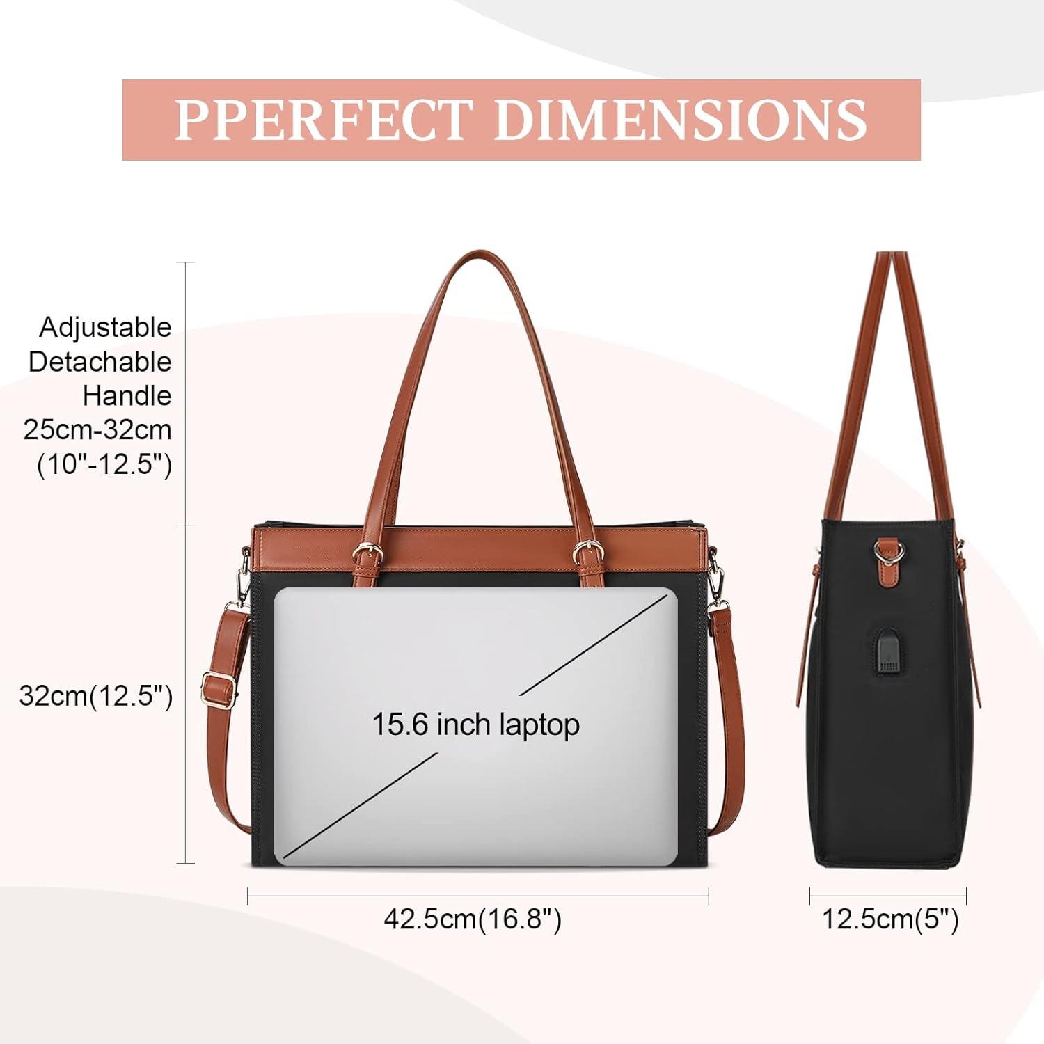 Damen Laptoptasche 15.6 Zoll USB-Ladeanschluss Schwarz