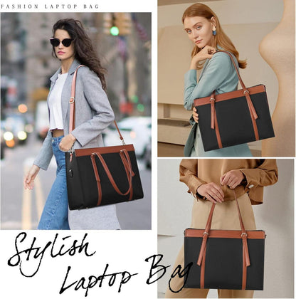 Damen Groß 15.6 Zoll Wasserdichte Laptoptasche mit USB-Ladeanschluss