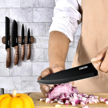 Cohesion 5-teiliges Küchenmesser Set mit Magnetischem Halter - Schwarz