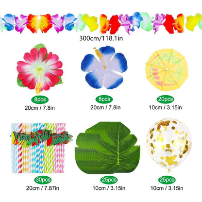 Hawaii Deko Party Beachparty Deko 146 Stück Set Tischröcke