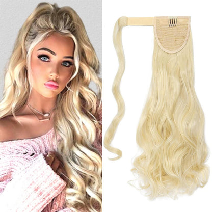 Welliges Pferdeschwanz Haarverlängerung Blond 50cm