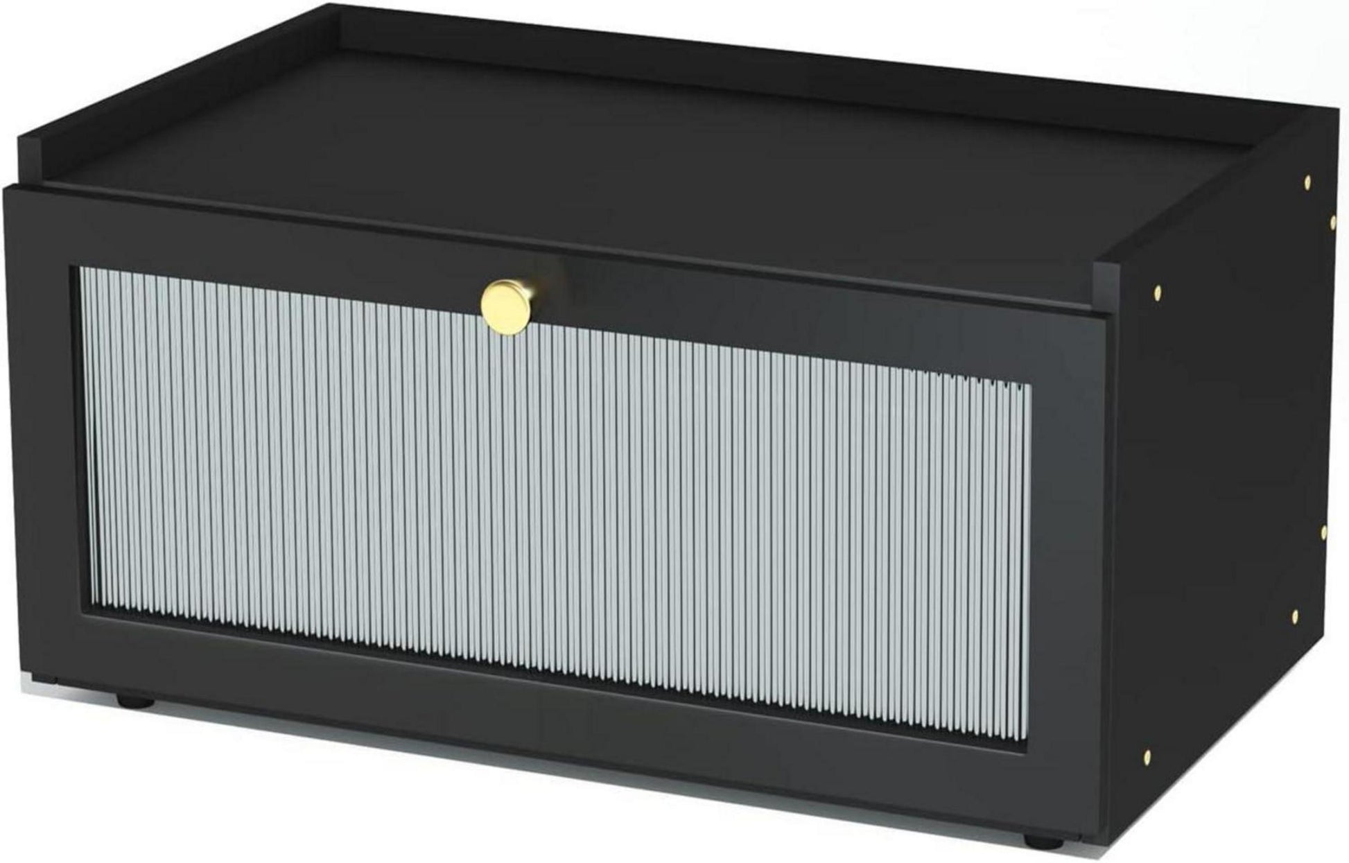 Bambus Brotkasten Schwarz Holz Stapelbarer Bread Box 40x25x20cm