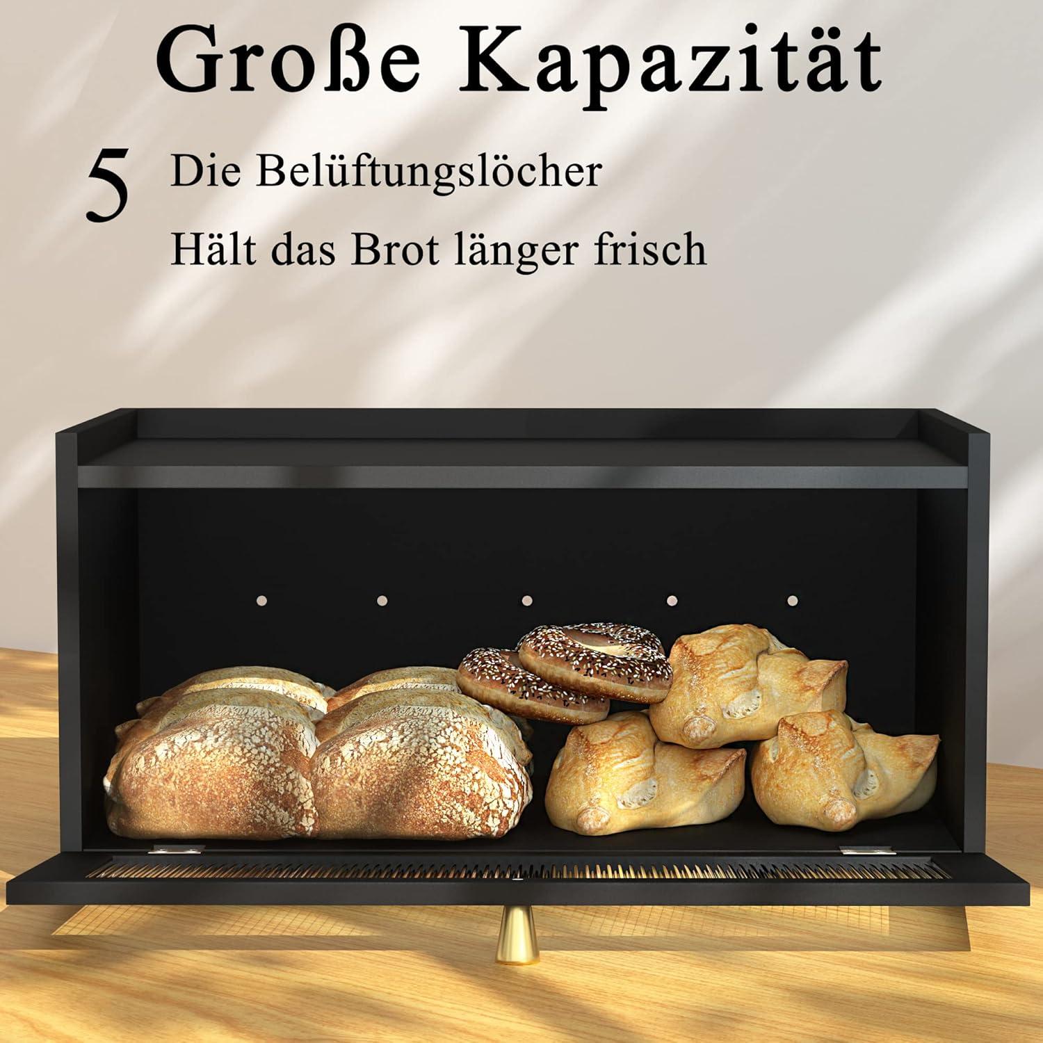 Bambus Brotkasten Holz Schwarz Bread Box zur