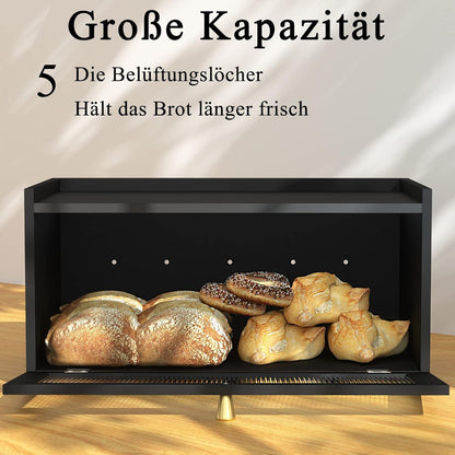 Bambus Brotkasten Holz Schwarz Bread Box zur