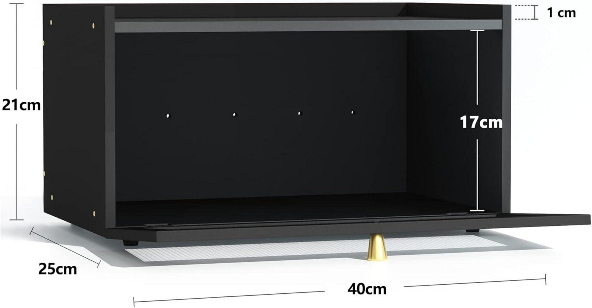 Bambus Brotkasten schwarz Holz Stylischer Bread Box 40x25x20 CM