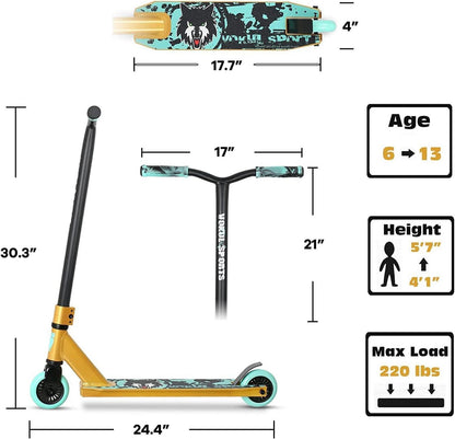 Stunt Scooter Pro für Jugendliche ab 6 Jahre, Freestyle Trick