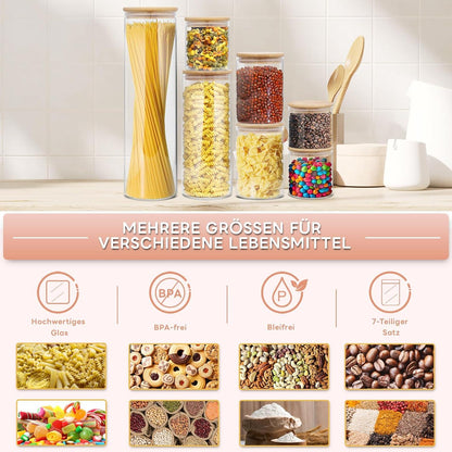 Vorratsgläser mit Deckel 7er-Set Glasdosen 1.5L Aufbewahrung 1500ml