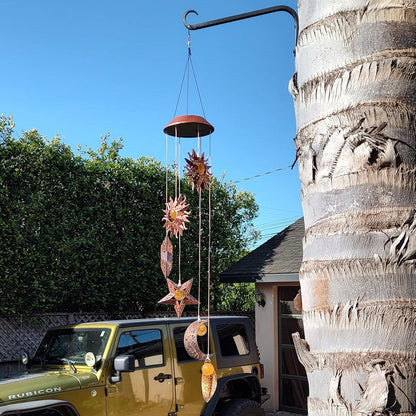 Solar LED Windspiele Sonne Mond Stern Garten Wasserdicht