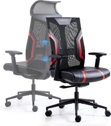 Ergonomischer Gaming Stuhl mit 3D Armlehnen Schwarz Rot