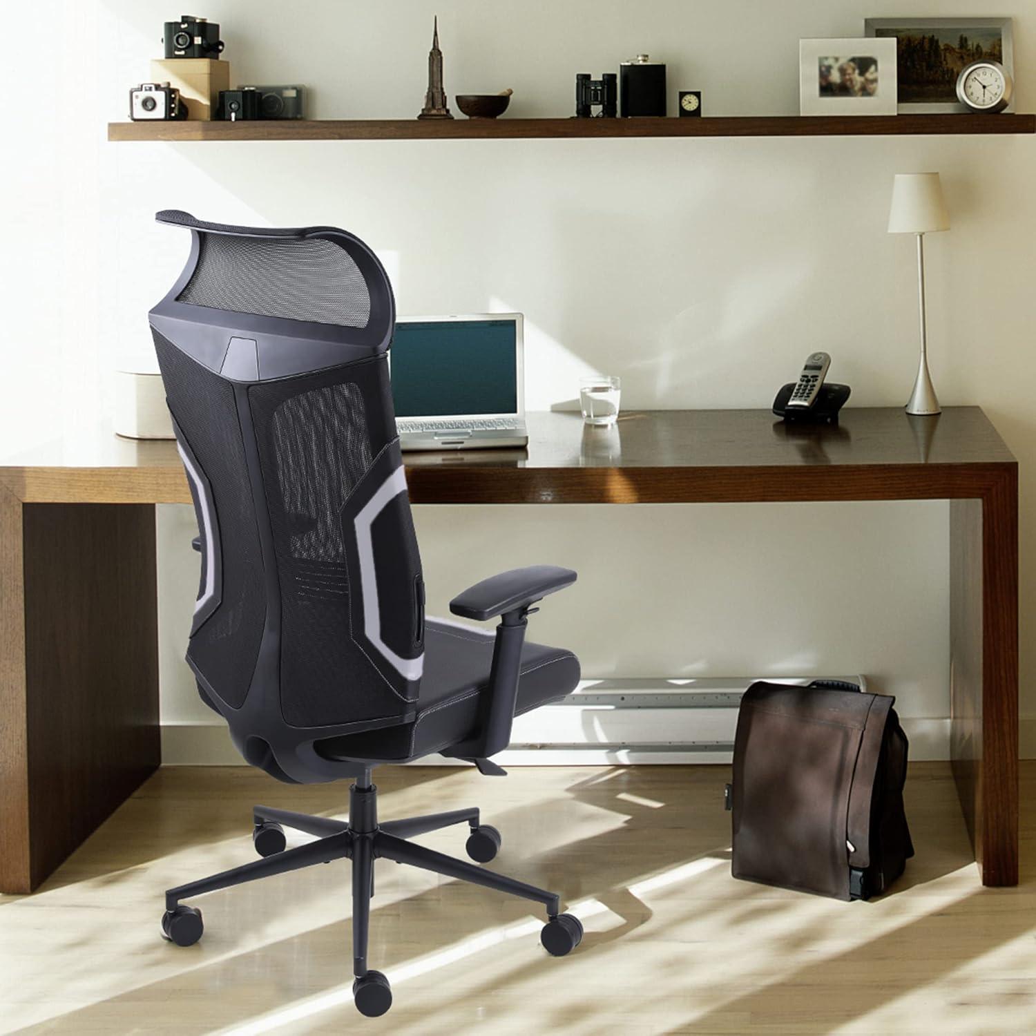 Dowinx Gaming Stuhl Bürostuhl mit 3D Armlehnen Schwarz Leder