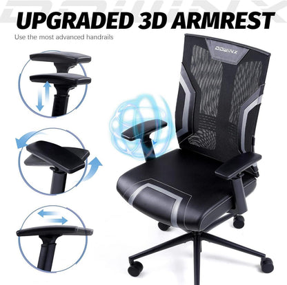 Ergonomischer Gaming Stuhl mit 3D Armlehnen Schwarz Grau