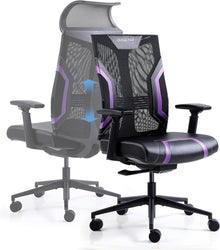 Gaming Stuhl mit 3D Armlehnen und Wippfunktion Schwarz Lila