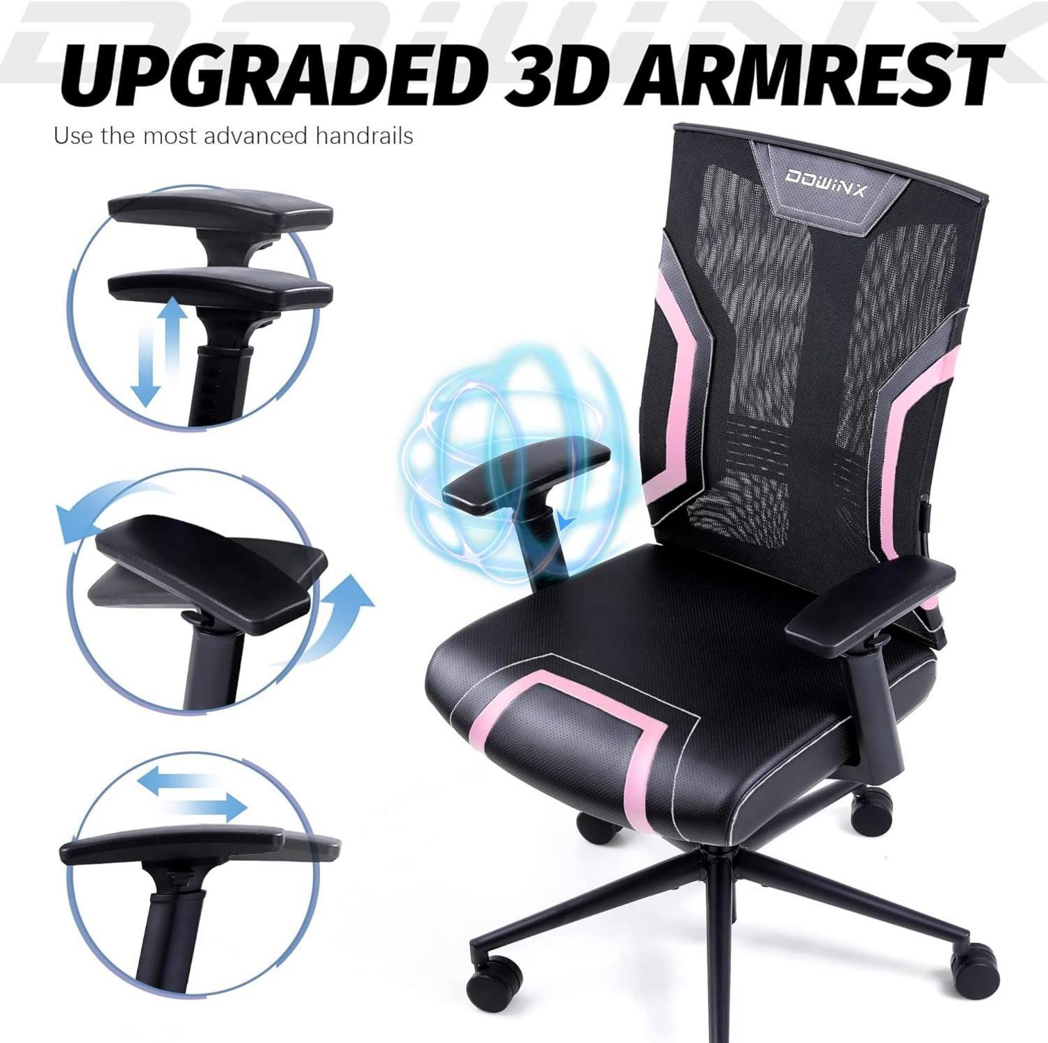 Gaming Stuhl Bürostuhl 3D Armlehnen Wippfunktion Leder Drehstuhl