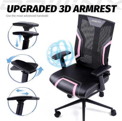 Gaming Stuhl Bürostuhl 3D Armlehnen Wippfunktion Leder Drehstuhl