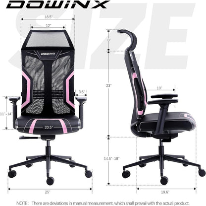 Gaming Stuhl mit 3D Armlehnen Bürostuhl Wippfunktion Leder Schwarz Pink