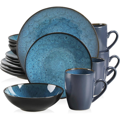 Vancasso BUBBLE 16tlg. Steinzeug Tafelservice Set Blau