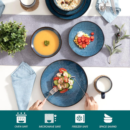 Vancasso BUBBLE 16tlg. Steinzeug Tafelservice Set Blau