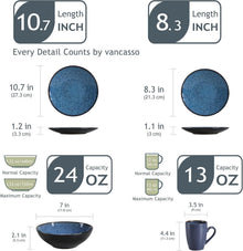 Vancasso BUBBLE 16tlg. Steinzeug Tafelservice Set Blau