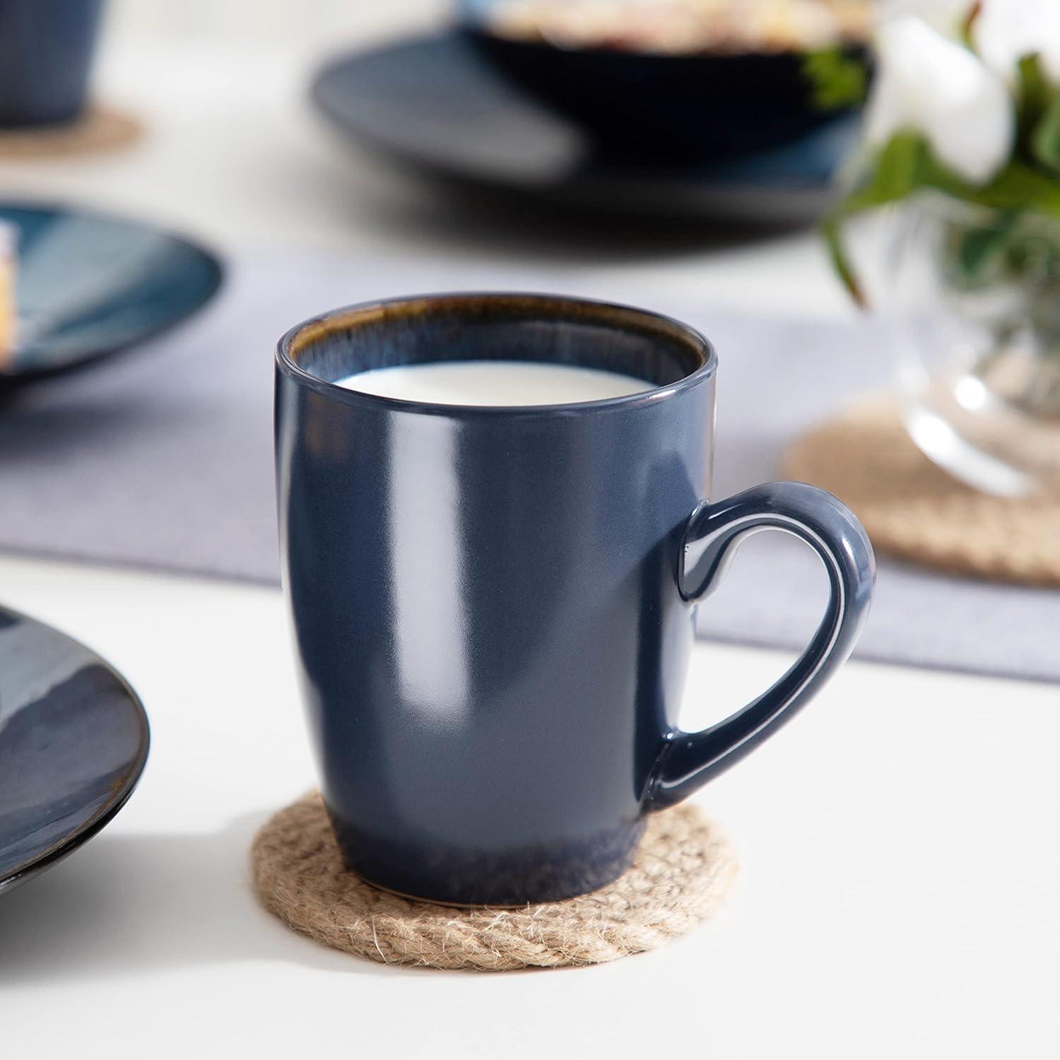 Tafelservice Steinzeug 16-teilig BUBBLE Set Steingut Vintage Blau 4