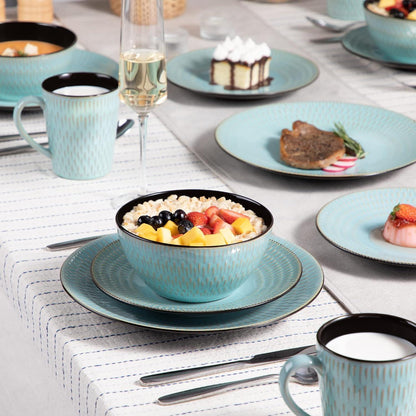 PLUVO Kombiservice Steinzeug 32-teilig blaugrün Nature