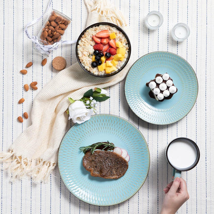 PLUVO Kombiservice Steinzeug 32-teilig blaugrün Nature