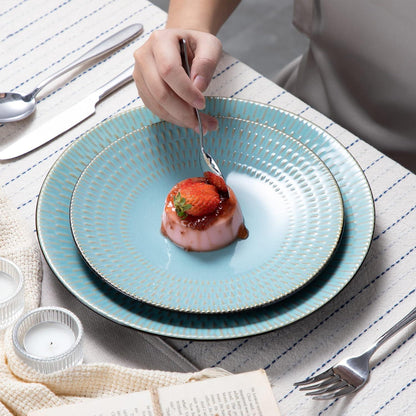 PLUVO Kombiservice Steinzeug 32-teilig blaugrün Nature