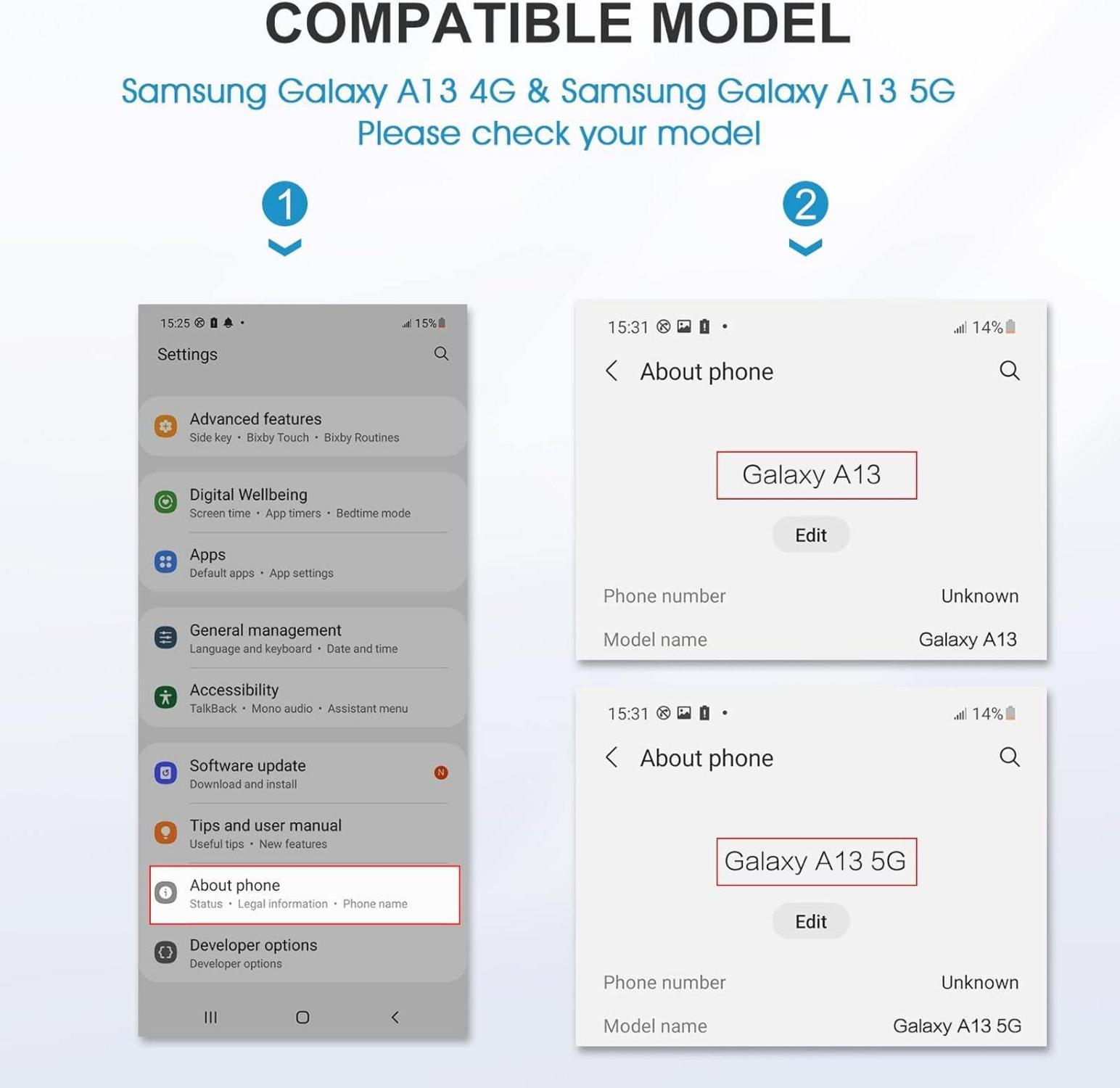 SPARIN Samsung Galaxy A13 4G 5G Schutzfolie 9H 2+2 Stück