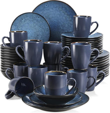 48-tlg Tafelservice Set Steinzeug BUBBLE Vintage Blau