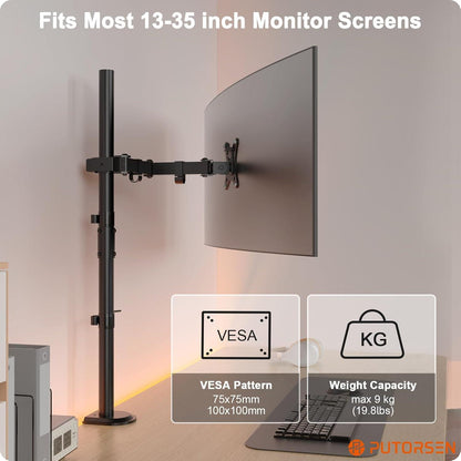 PUTORSEN 80cm Hoch Monitor Halterung für 13-35 Zoll Bildschirm, Voll einstellbarer Monitor Arm