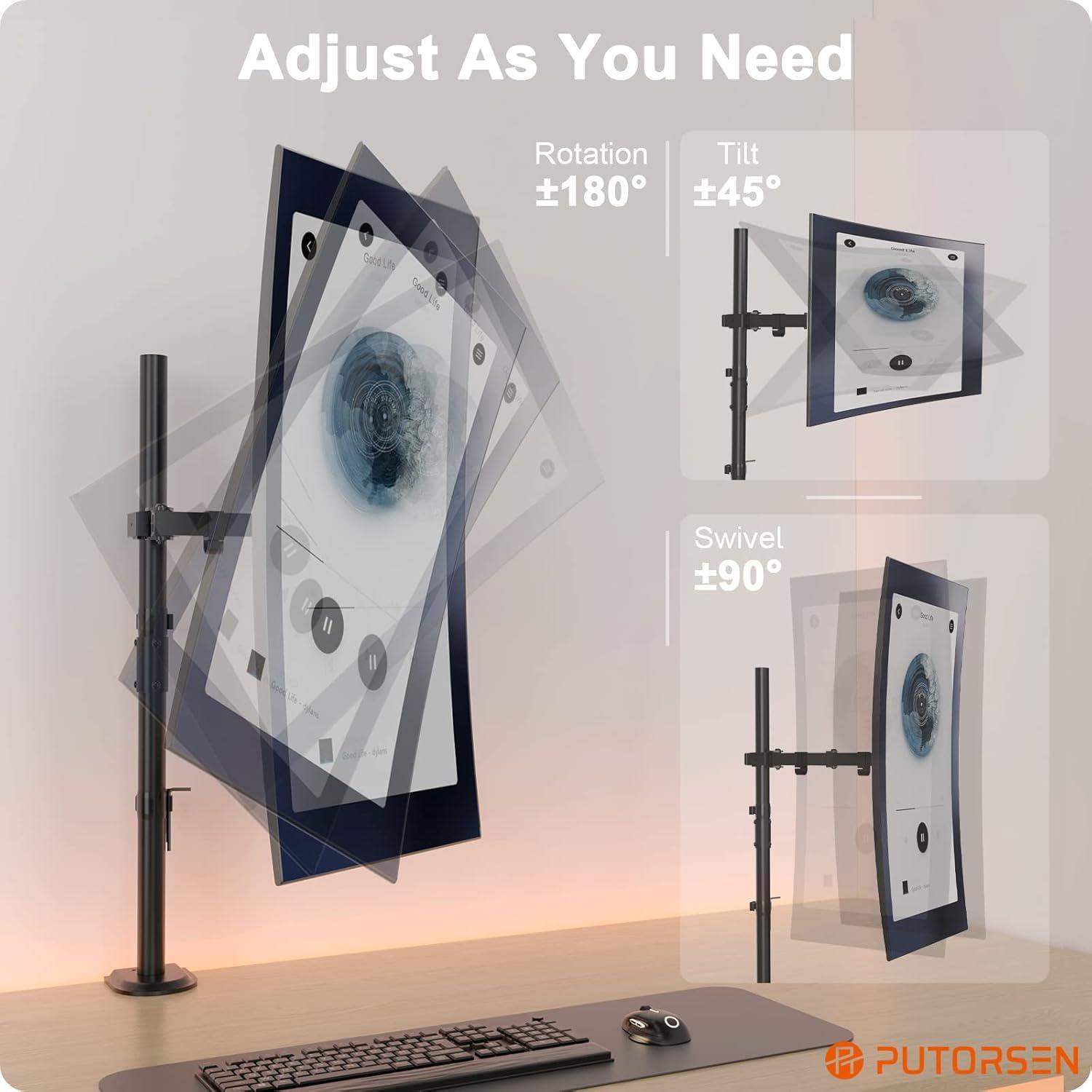 Monitor Halterung 80cm Höhe 1 Monitor 13-35 Zoll, Einstellbarer Arm, 9kg VESA