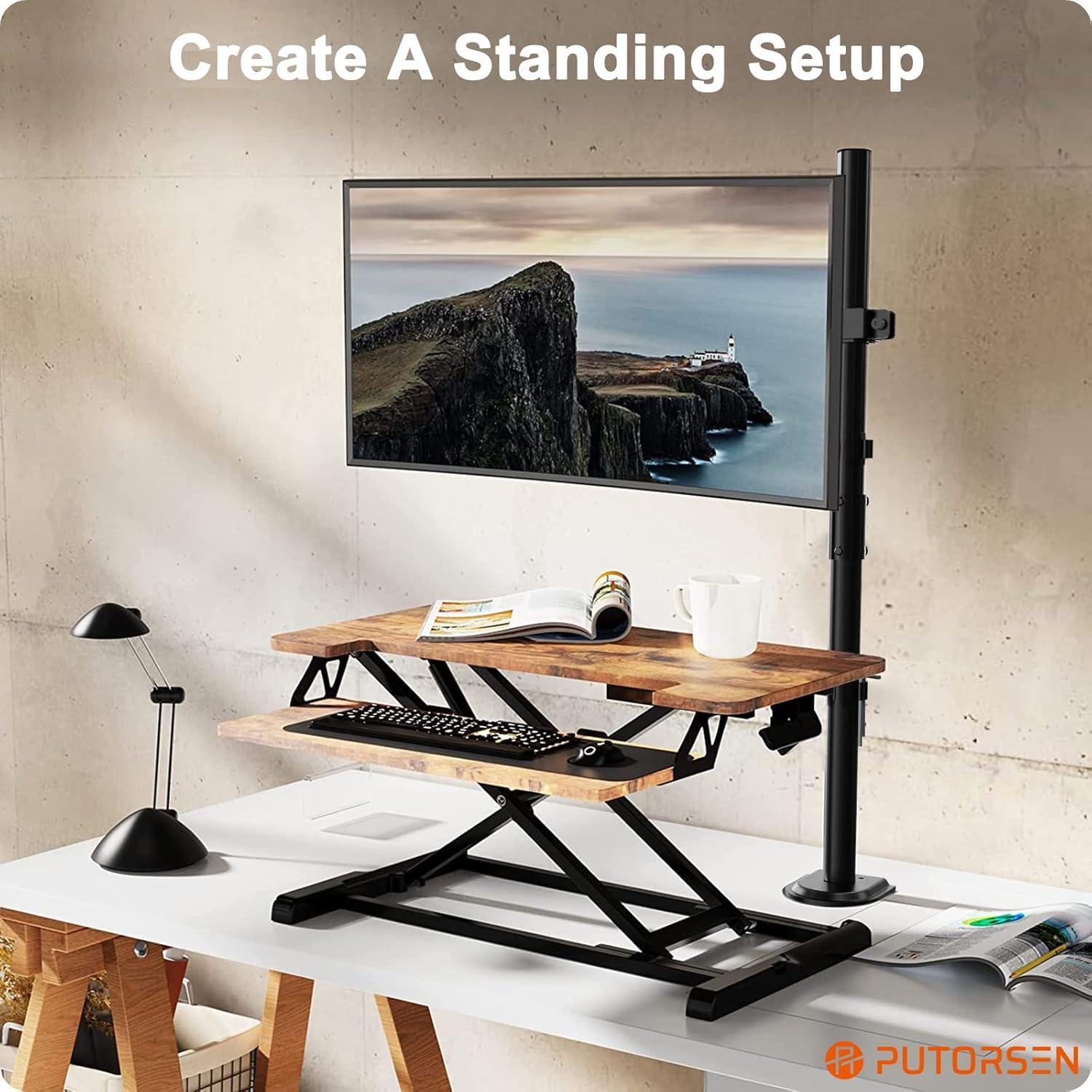 PUTORSEN 80cm Hoch Monitor Halterung für 13-35 Zoll Bildschirm, Voll einstellbarer Monitor Arm