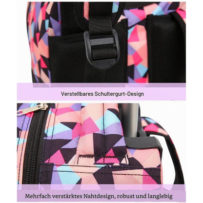 Schultrolley Rucksack Rollen Kinder Schultasche Purpur Rosa mit Regenhülle