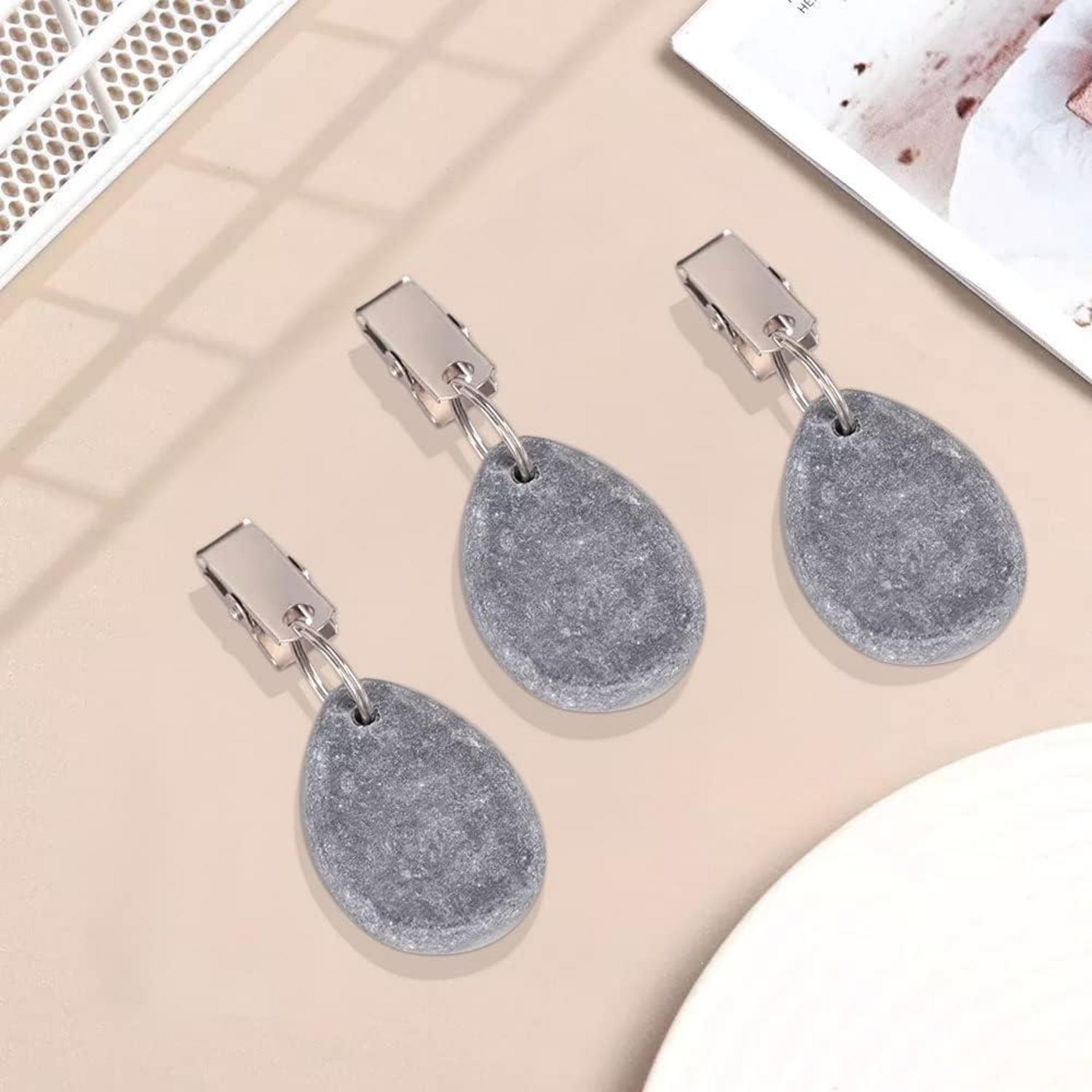 Tischdeckenanhänger Extra Schwer Marmor Metall Clips Grau 6er Set