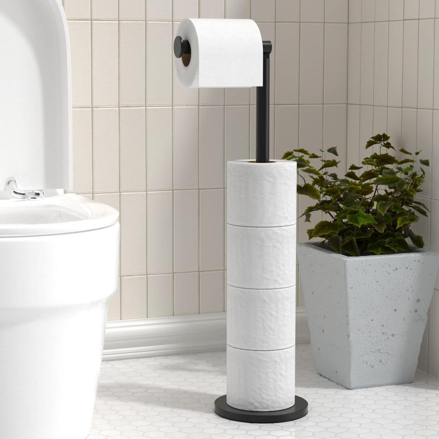 Toilettenpapierhalter freistehend Edelstahl Matt-schwarz faltbar