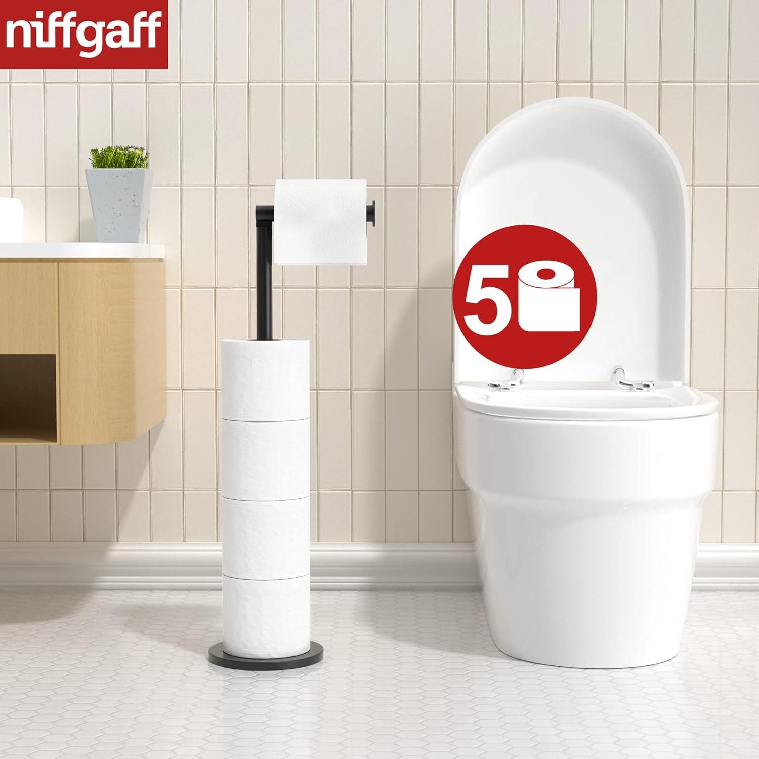 Toilettenpapierhalter freistehend Edelstahl Matt-schwarz