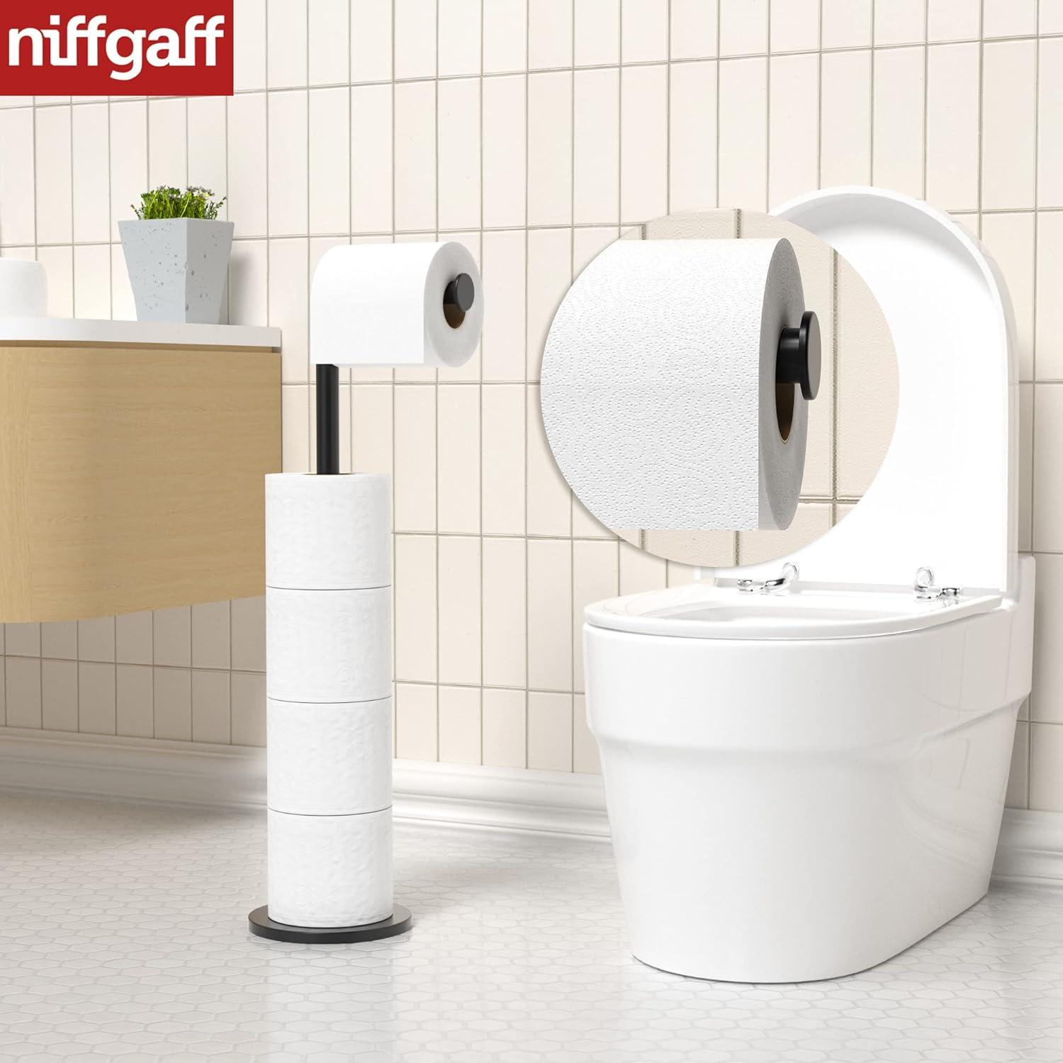 Toilettenpapierhalter freistehend Edelstahl Matt-schwarz faltbar