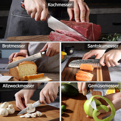 Premium Messerset Küchenmesser Set 5 tlg Carbon Edelstahl