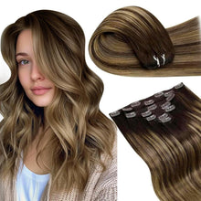 Clip-in Haarverlängerung Echthaar Braun Balayage 35cm