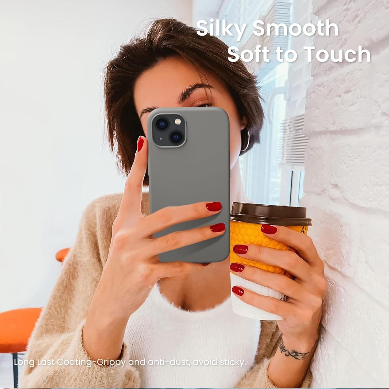 iPhone 13 Silikon Case Hülle Schutz Flüssig 6,1 Zoll Grau